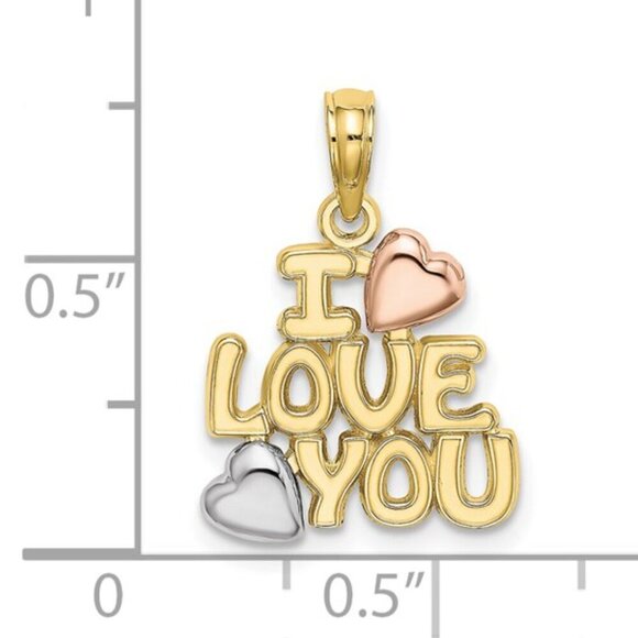 New 10k Tri-Color Gole "I Love You" Charm - Picture 3 of 4